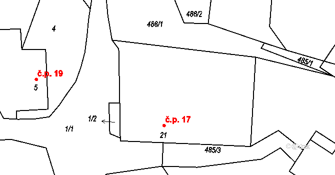 Suchdol 17, Kunžak na parcele st. 21 v KÚ Suchdol u Kunžaku, Katastrální mapa
