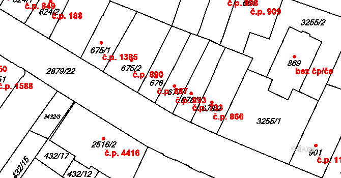 Hodonín 893 na parcele st. 677 v KÚ Hodonín, Katastrální mapa