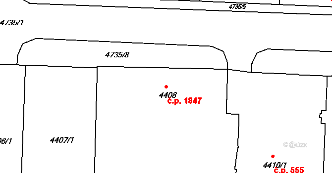 České Budějovice 3 1847, České Budějovice na parcele st. 4408 v KÚ České Budějovice 3, Katastrální mapa