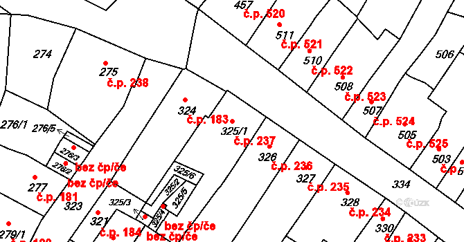 Česká Lípa 237 na parcele st. 325/1 v KÚ Česká Lípa, Katastrální mapa