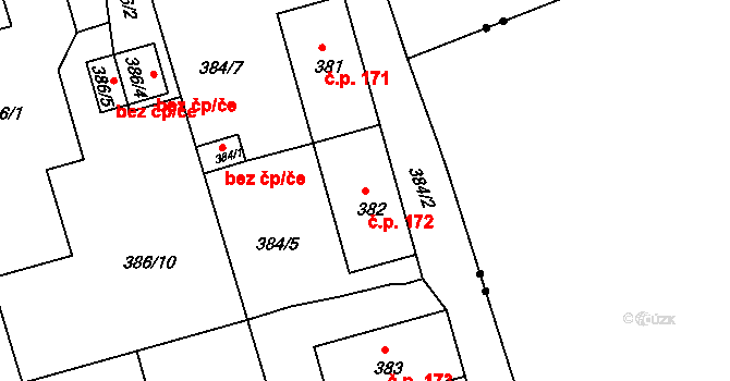 Liberec IX-Janův Důl 172, Liberec na parcele st. 382 v KÚ Janův Důl u Liberce, Katastrální mapa