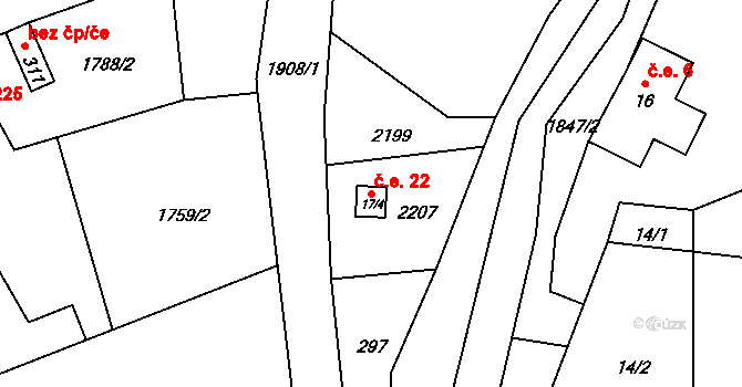 Horní Libchava 22 na parcele st. 17/4 v KÚ Horní Libchava, Katastrální mapa