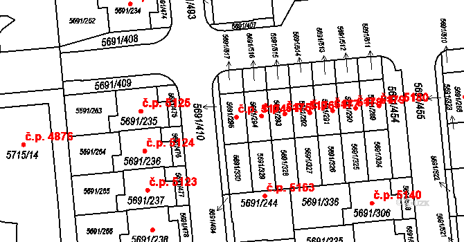 Jihlava 5174 na parcele st. 5691/295 v KÚ Jihlava, Katastrální mapa