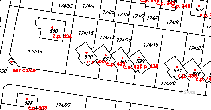 Nehvizdy 436 na parcele st. 591 v KÚ Nehvizdy, Katastrální mapa