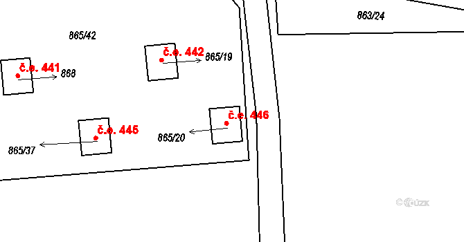Hůrka 446, Horní Planá na parcele st. 865/20 v KÚ Horní Planá, Katastrální mapa