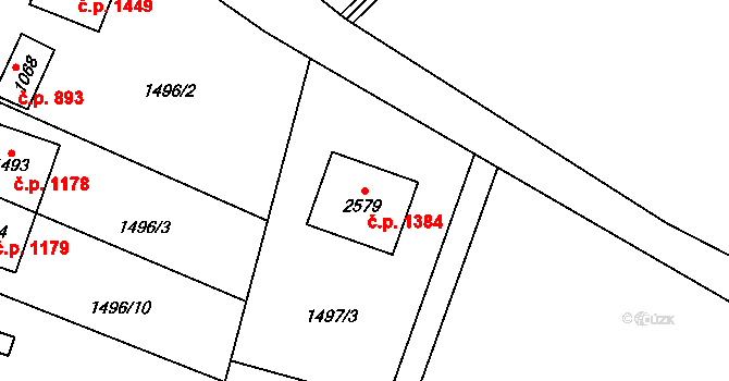 Třebechovice pod Orebem 1384 na parcele st. 2579 v KÚ Třebechovice pod Orebem, Katastrální mapa