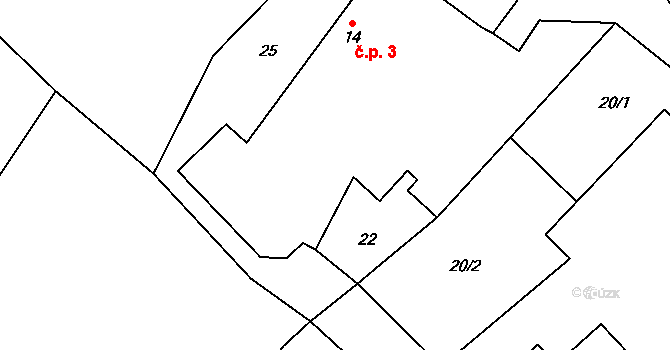 Laby 3, Zvěstov na parcele st. 14 v KÚ Laby, Katastrální mapa