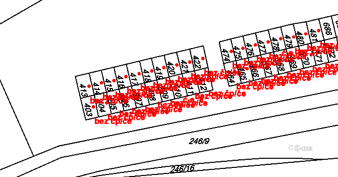Hostomice 39130495 na parcele st. 409 v KÚ Hostomice nad Bílinou, Katastrální mapa