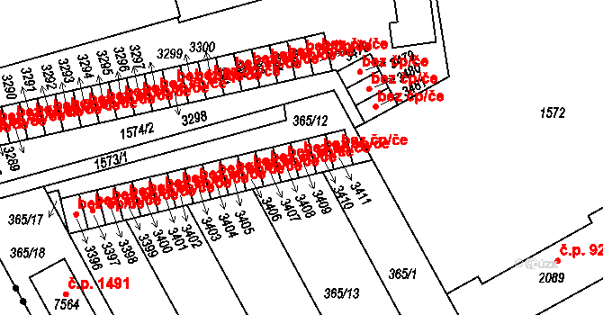 Mladá Boleslav 39286495 na parcele st. 3409 v KÚ Mladá Boleslav, Katastrální mapa