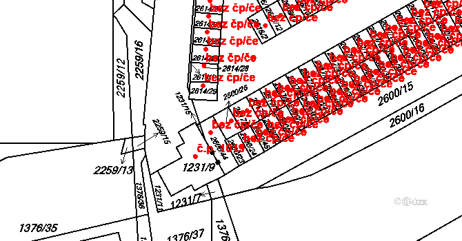 Třinec 40234495 na parcele st. 2600/26 v KÚ Lyžbice, Katastrální mapa