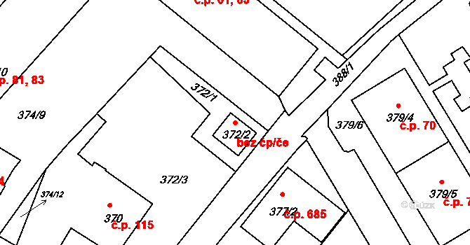 Rumburk 42126495 na parcele st. 372/2 v KÚ Rumburk, Katastrální mapa