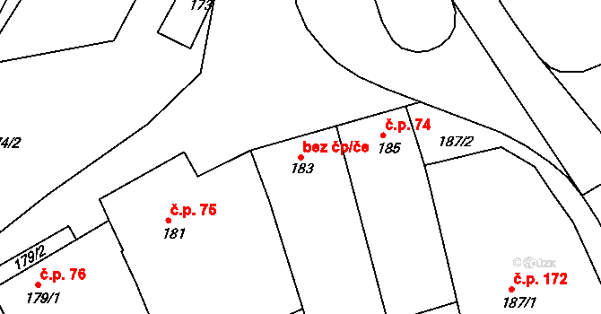 Borkovany 42456495 na parcele st. 183 v KÚ Borkovany, Katastrální mapa