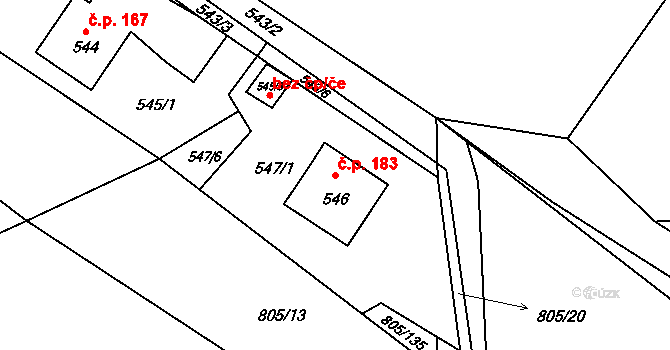 Děhylov 183 na parcele st. 546 v KÚ Děhylov, Katastrální mapa