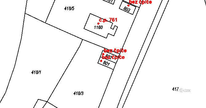 Slatiňany 43712495 na parcele st. 802 v KÚ Slatiňany, Katastrální mapa