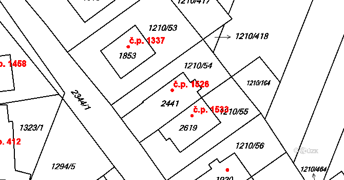 Kateřinky 1526, Opava na parcele st. 2441 v KÚ Kateřinky u Opavy, Katastrální mapa