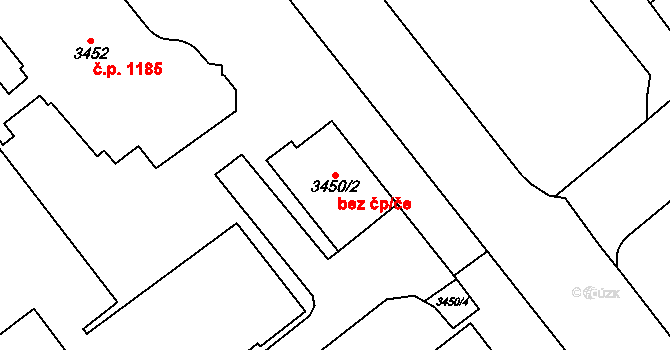 Chomutov 6016 na parcele st. 3450/2 v KÚ Chomutov I, Katastrální mapa
