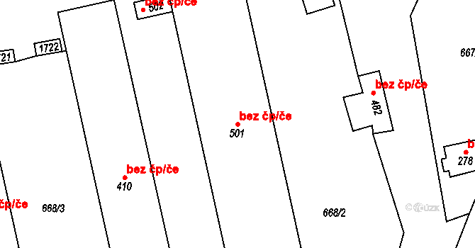 Rybník 45494495 na parcele st. 501 v KÚ Rybník u České Třebové, Katastrální mapa