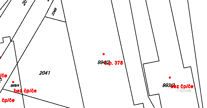 Deblín 378 na parcele st. 994/2 v KÚ Deblín, Katastrální mapa