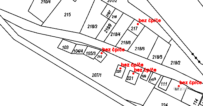 Slup 47502495 na parcele st. 219 v KÚ Oleksovičky, Katastrální mapa