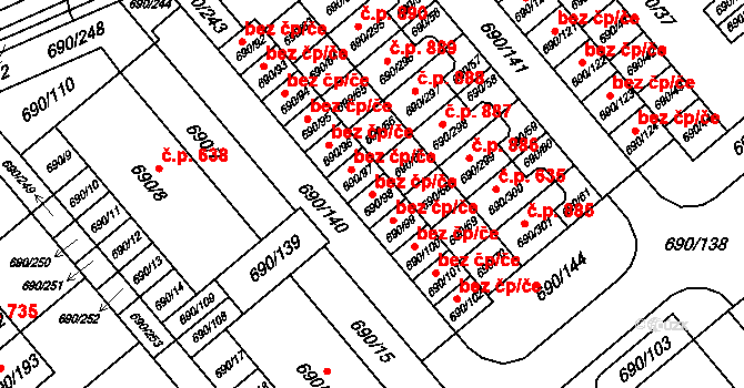 Liberec 48584495 na parcele st. 690/98 v KÚ Staré Pavlovice, Katastrální mapa