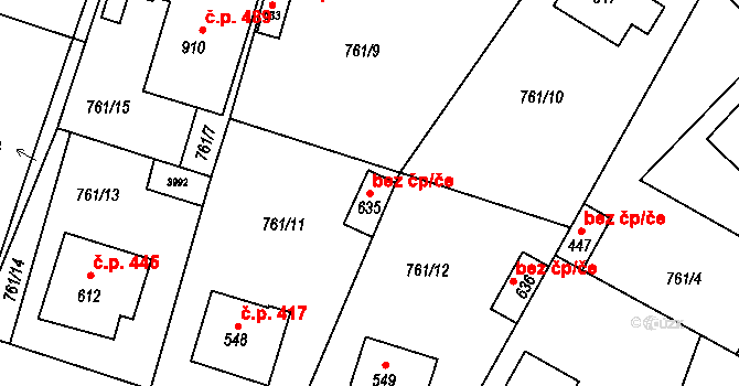 Řevničov 50070495 na parcele st. 635 v KÚ Řevničov, Katastrální mapa