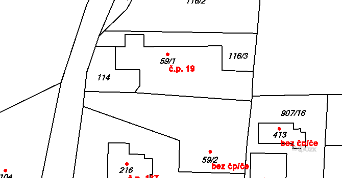Lukavička 19, Lukavice na parcele st. 59/1 v KÚ Lukavice, Katastrální mapa