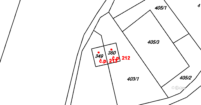 Teplice nad Metují 212 na parcele st. 350 v KÚ Teplice nad Metují, Katastrální mapa