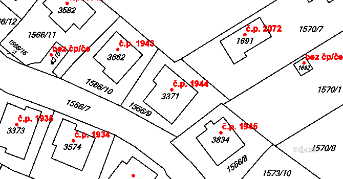 Náchod 1944 na parcele st. 3371 v KÚ Náchod, Katastrální mapa