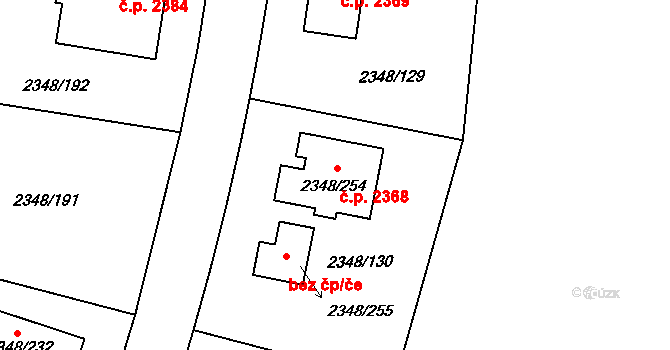Pelhřimov 2368 na parcele st. 2348/254 v KÚ Pelhřimov, Katastrální mapa