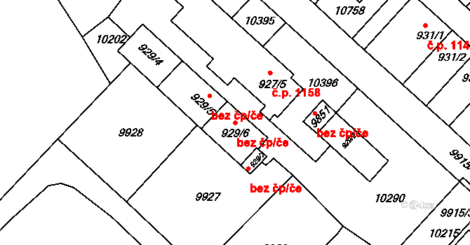 Hodonín 80978495 na parcele st. 929/6 v KÚ Hodonín, Katastrální mapa