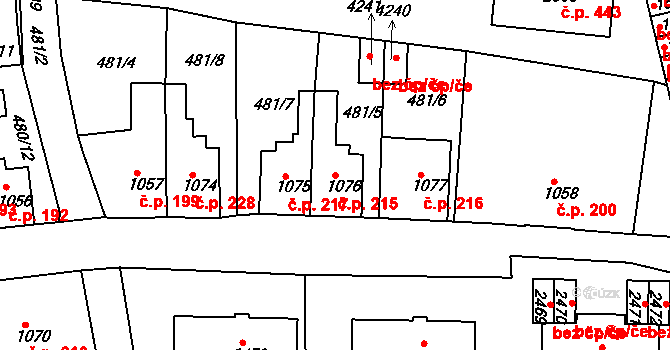 Horní Brána 215, Český Krumlov na parcele st. 1076 v KÚ Český Krumlov, Katastrální mapa