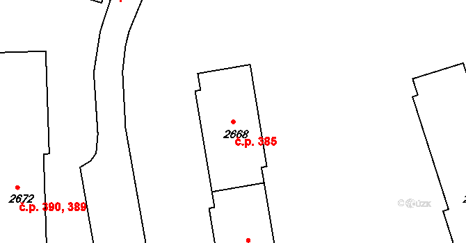 Plešivec 385, Český Krumlov na parcele st. 2668 v KÚ Český Krumlov, Katastrální mapa