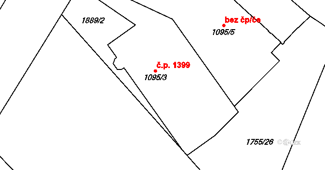 Žatec 1399 na parcele st. 1095/3 v KÚ Žatec, Katastrální mapa