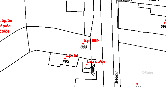 Týniště nad Orlicí 669 na parcele st. 393 v KÚ Týniště nad Orlicí, Katastrální mapa