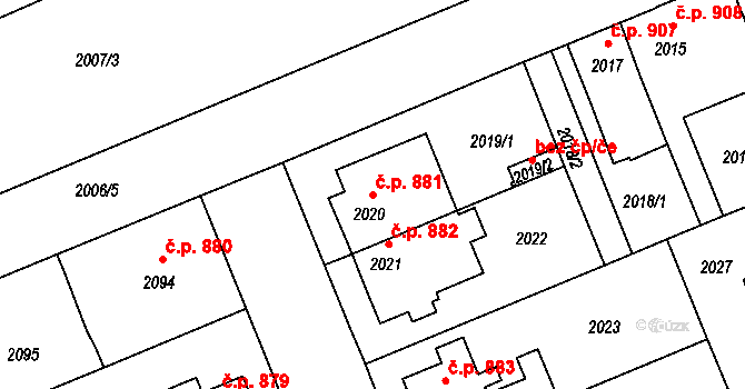 Holešov 881 na parcele st. 2020 v KÚ Holešov, Katastrální mapa