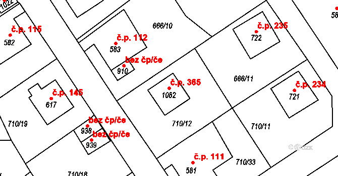 Děčín IX-Bynov 365, Děčín na parcele st. 1082 v KÚ Bynov, Katastrální mapa