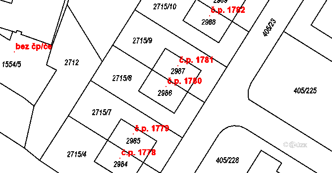 Kateřinky 1780, Opava na parcele st. 2986 v KÚ Kateřinky u Opavy, Katastrální mapa