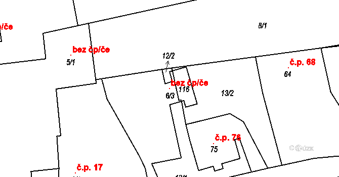 Bezvěrov 118518496 na parcele st. 116 v KÚ Dolní Jamné, Katastrální mapa