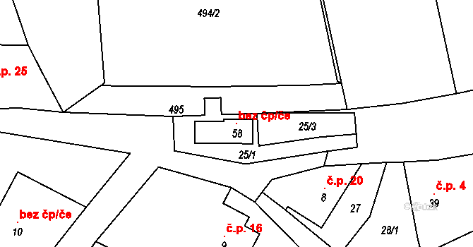 Letovice 120311496 na parcele st. 58 v KÚ Babolky, Katastrální mapa