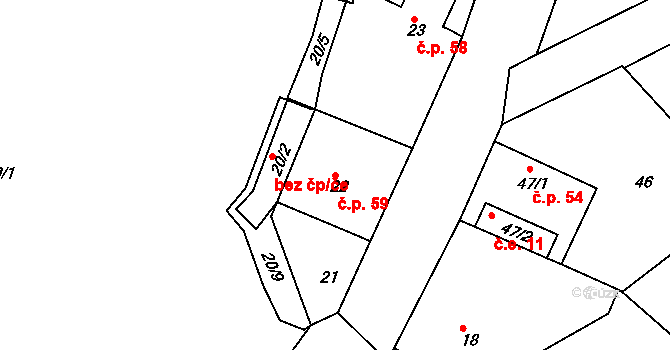 Heroltice 59, Jihlava na parcele st. 22 v KÚ Heroltice u Jihlavy, Katastrální mapa