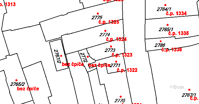 Jihlava 1323 na parcele st. 2773 v KÚ Jihlava, Katastrální mapa