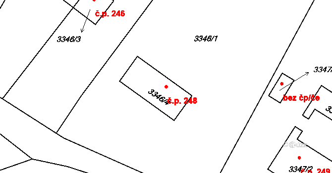 Staré Splavy 248, Doksy na parcele st. 3346/4 v KÚ Doksy u Máchova jezera, Katastrální mapa