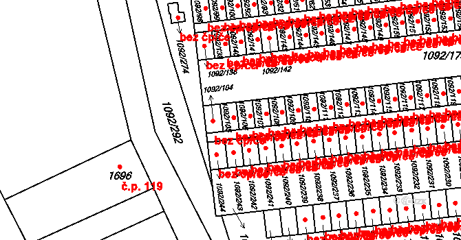 České Velenice 204 na parcele st. 1092/105 v KÚ České Velenice, Katastrální mapa