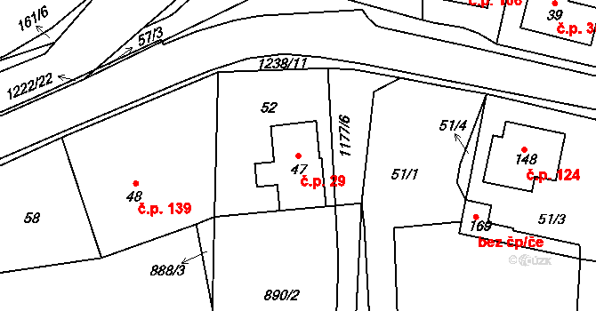 Heřmanice 29 na parcele st. 47 v KÚ Heřmanice u Frýdlantu, Katastrální mapa