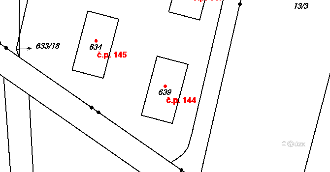 Kvaň 144, Zaječov na parcele st. 639 v KÚ Kvaň, Katastrální mapa