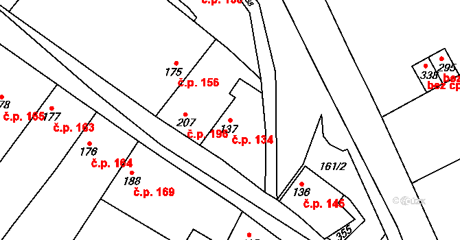 Bechlín 134 na parcele st. 137 v KÚ Bechlín, Katastrální mapa