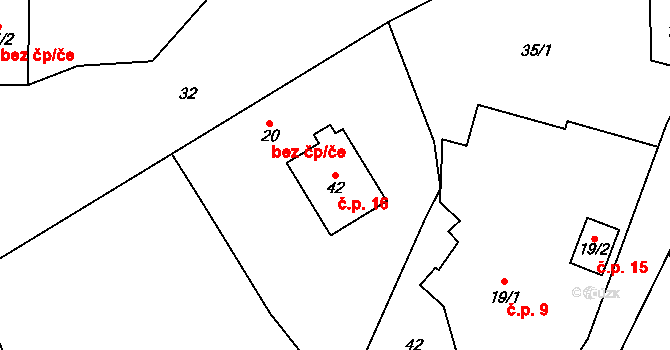 Želejov 16, Borek na parcele st. 42 v KÚ Želejov, Katastrální mapa