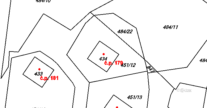 Straškov 179, Straškov-Vodochody na parcele st. 434 v KÚ Straškov, Katastrální mapa