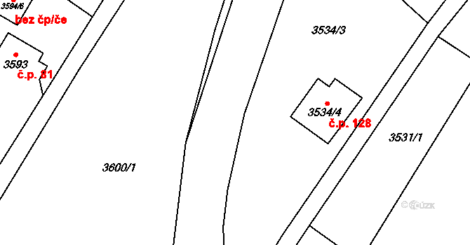 Podmoklice 128, Semily na parcele st. 3534/4 v KÚ Semily, Katastrální mapa