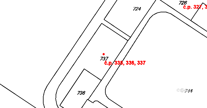 Milovice 336,337,338 na parcele st. 737 v KÚ Milovice nad Labem, Katastrální mapa